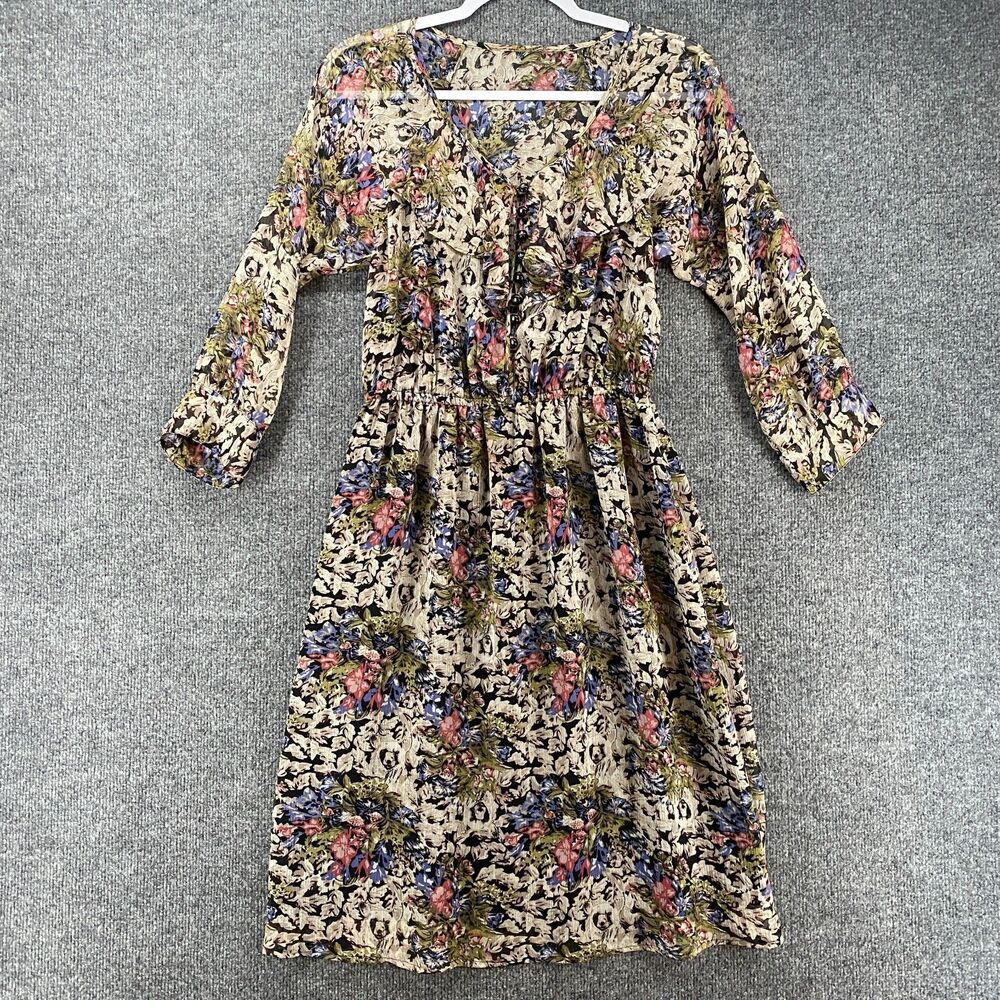 BCBGeneration Dress Womens S V-Neck Ruffle Long Prairie Boho Cottagecore Peasant